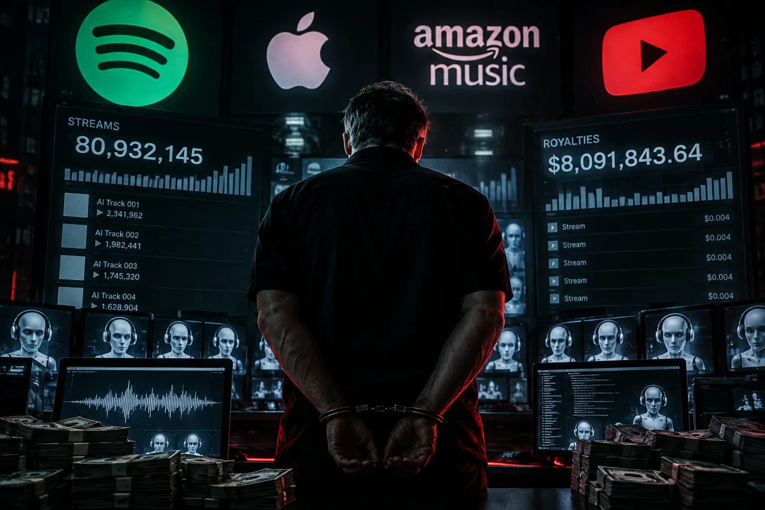 Un hombre irá a prisión por generar millones de streams falsos con música creada con IA